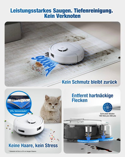 ECOVACS DEEBOT Mini – Saug- und Wischroboter mit 9.000 Pa, LiDAR, Selbstreinigung & Anti-Haar-Technologie