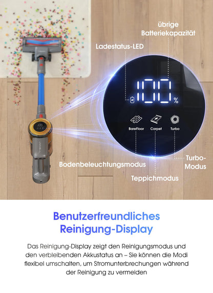 UNINELL UV1 Akku-Staubsauger – Kabellos, 45.000 Pa, Anti-Verhedderung, 60 Min Laufzeit