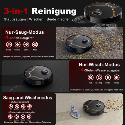 Chuboor J01 3-in-1 Saug- & Wischroboter – 6.500 Pa, LiDAR, App & Alexa, 150 Min Laufzeit