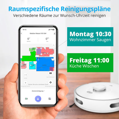 MEDION X10 SW Saug- & Wischroboter – 2.700 Pa, Lasernavigation, App & Sprachsteuerung