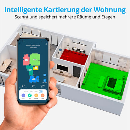 MEDION X20 SW+ Saugroboter mit Absaugstation – 2-in-1 Wischen & Saugen, 3.000 Pa, Lasernavigation