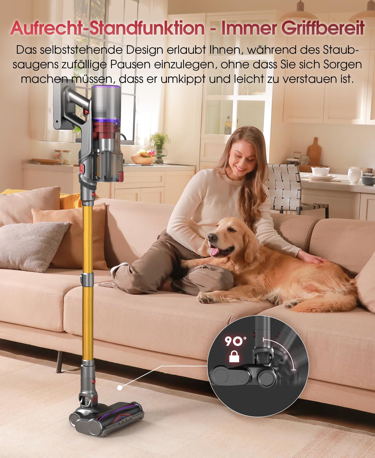 UNINELL Home Kabelloser Akku-Staubsauger – 550 W, 48 kPa, LED Touchscreen