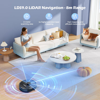 Lubluelu SL68 Saugroboter mit Wischfunktion – 3-in-1, 4500 Pa, Laser-Navigation, App-Steuerung, 150 Min Laufzeit, 24 No-Go Zonen